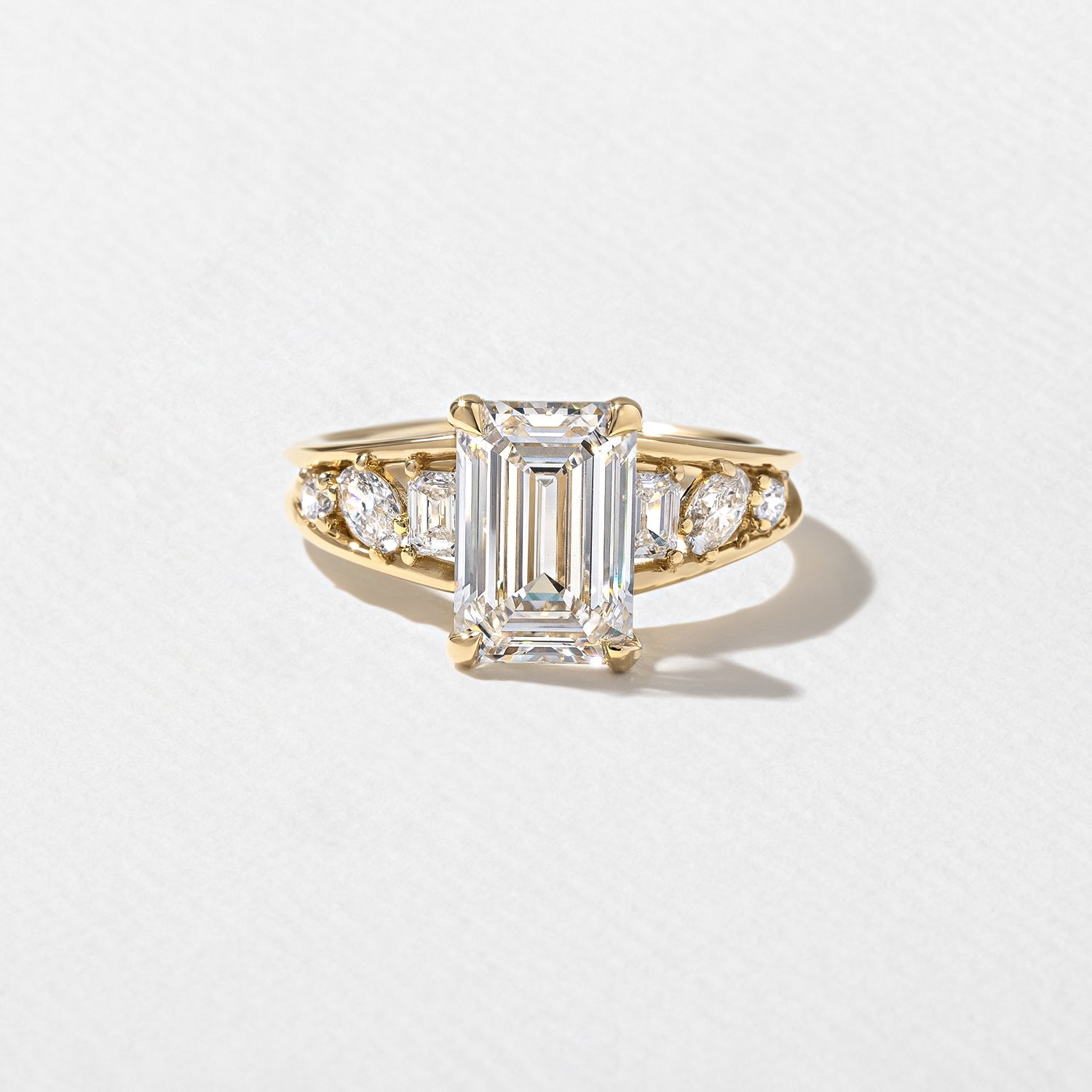 Emerald Pave Engagement Ring – 1 CT Lab Grown Diamond