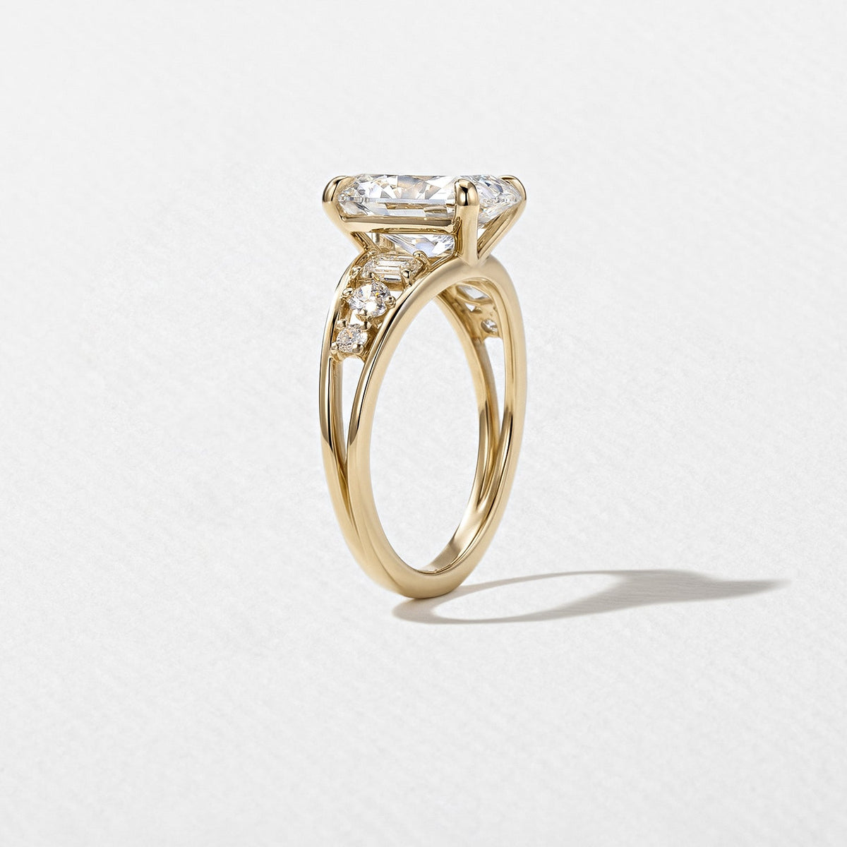 Emerald Pave Engagement Ring – 1 CT Lab Grown Diamond