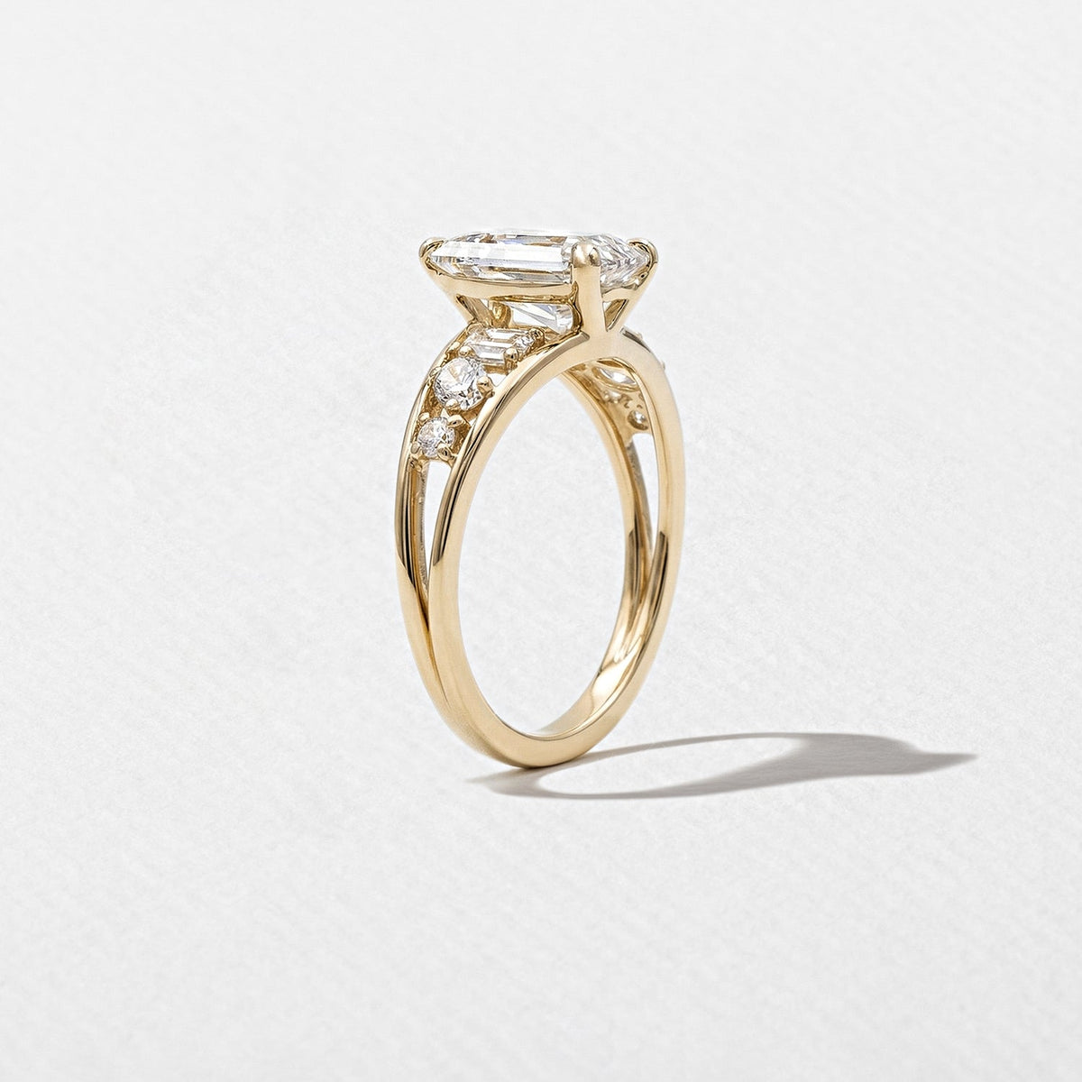 Emerald Pave Engagement Ring – 1 CT Lab Grown Diamond