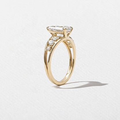 Emerald Pave Engagement Ring – 1 CT Lab Grown Diamond
