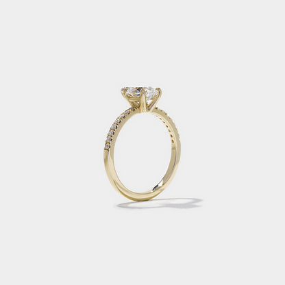 Emerald Pave Engagement Ring – 1 CT Lab Grown Diamond