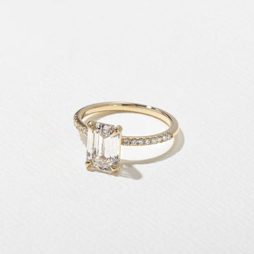 Emerald Pave Engagement Ring – 1 CT Lab Grown Diamond