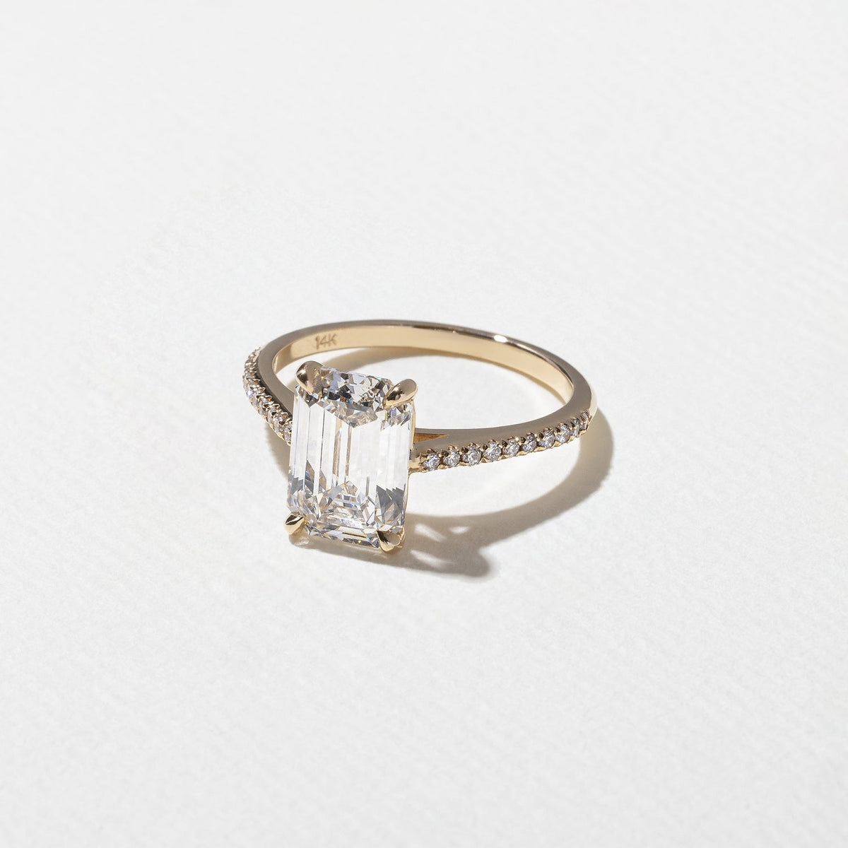 Emerald Pave Engagement Ring – 1 CT Lab Grown Diamond