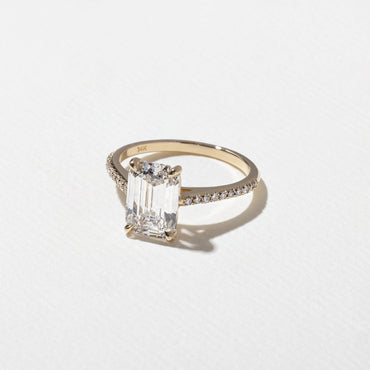 Emerald Pave Engagement Ring – 1 CT Lab Grown Diamond