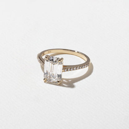 Emerald Pave Engagement Ring – 1 CT Lab Grown Diamond