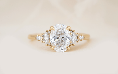 Marquise Shaped Three Stone Lab Grown Diamond Engagement Ring