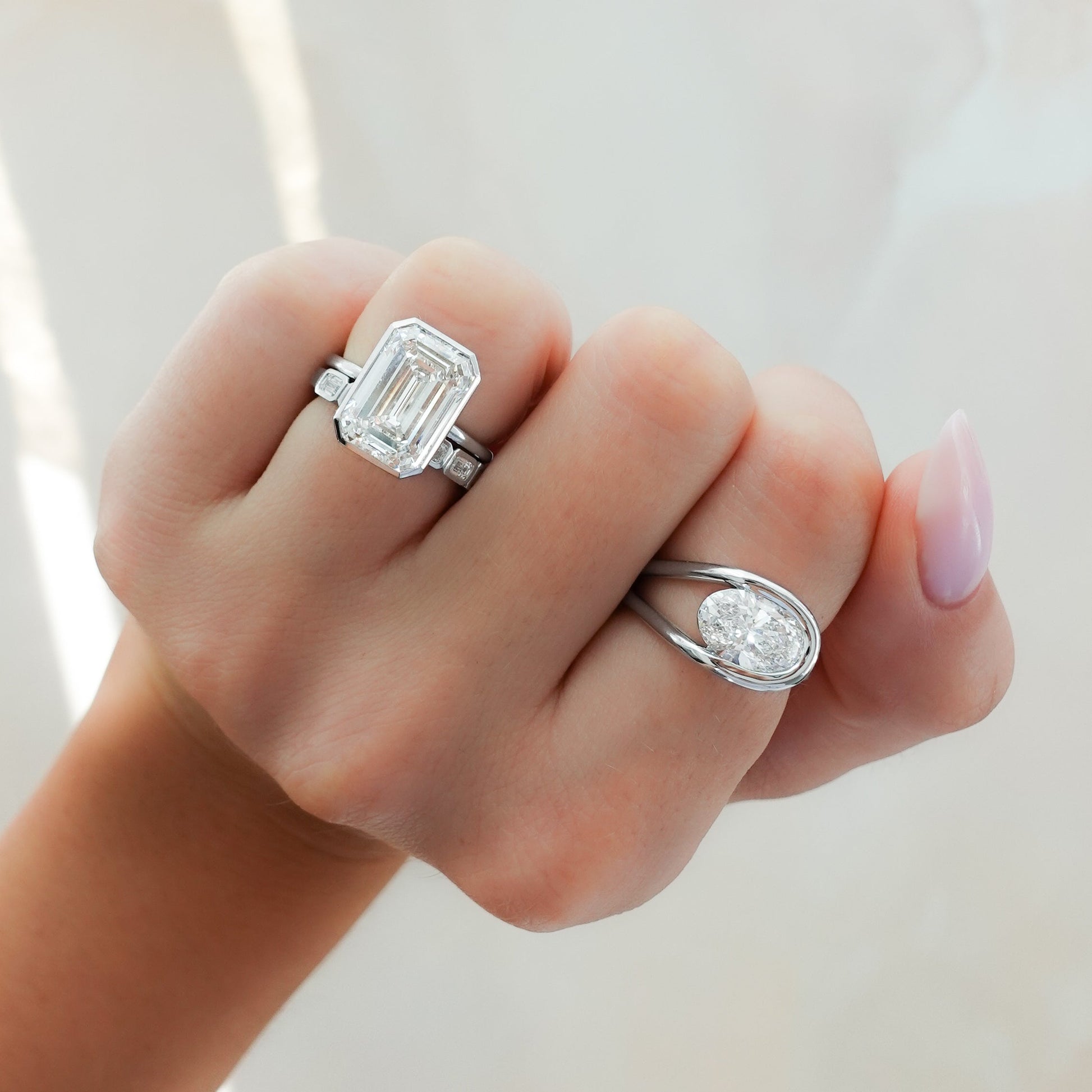 Marquise Shaped Three Stone Lab Grown Diamond Engagement Ring