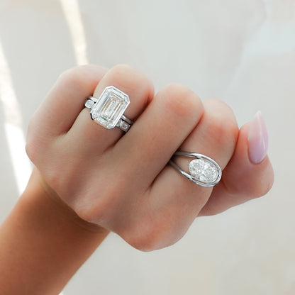 Marquise Shaped Three Stone Lab Grown Diamond Engagement Ring