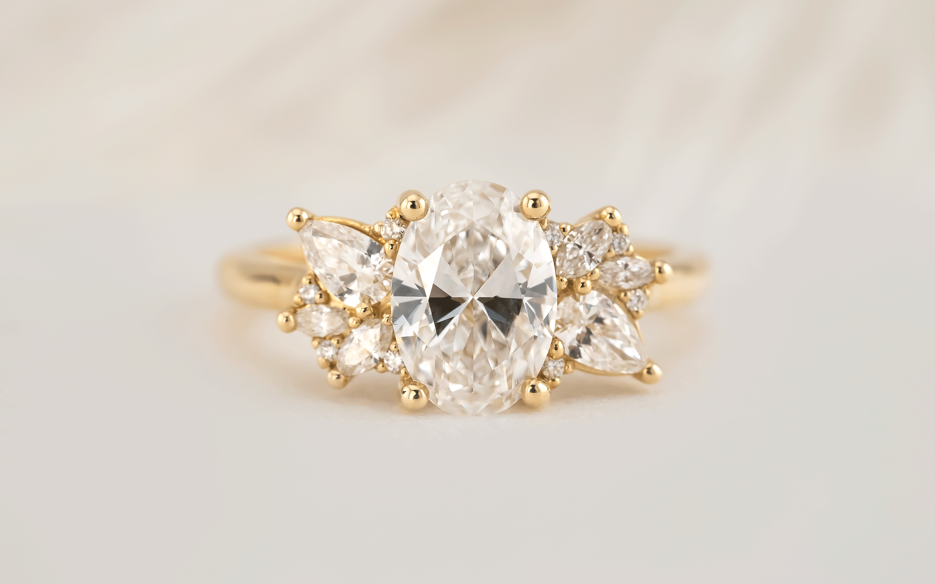 Marquise Shaped Three Stone Lab Grown Diamond Engagement Ring