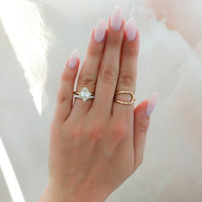 Marquise Shaped Three Stone Lab Grown Diamond Engagement Ring