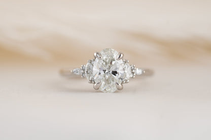 Marquise Shaped Three Stone Lab Grown Diamond Engagement Ring