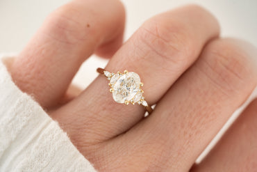 Marquise Shaped Three Stone Lab Grown Diamond Engagement Ring