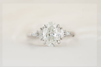 Marquise Shaped Three Stone Lab Grown Diamond Engagement Ring