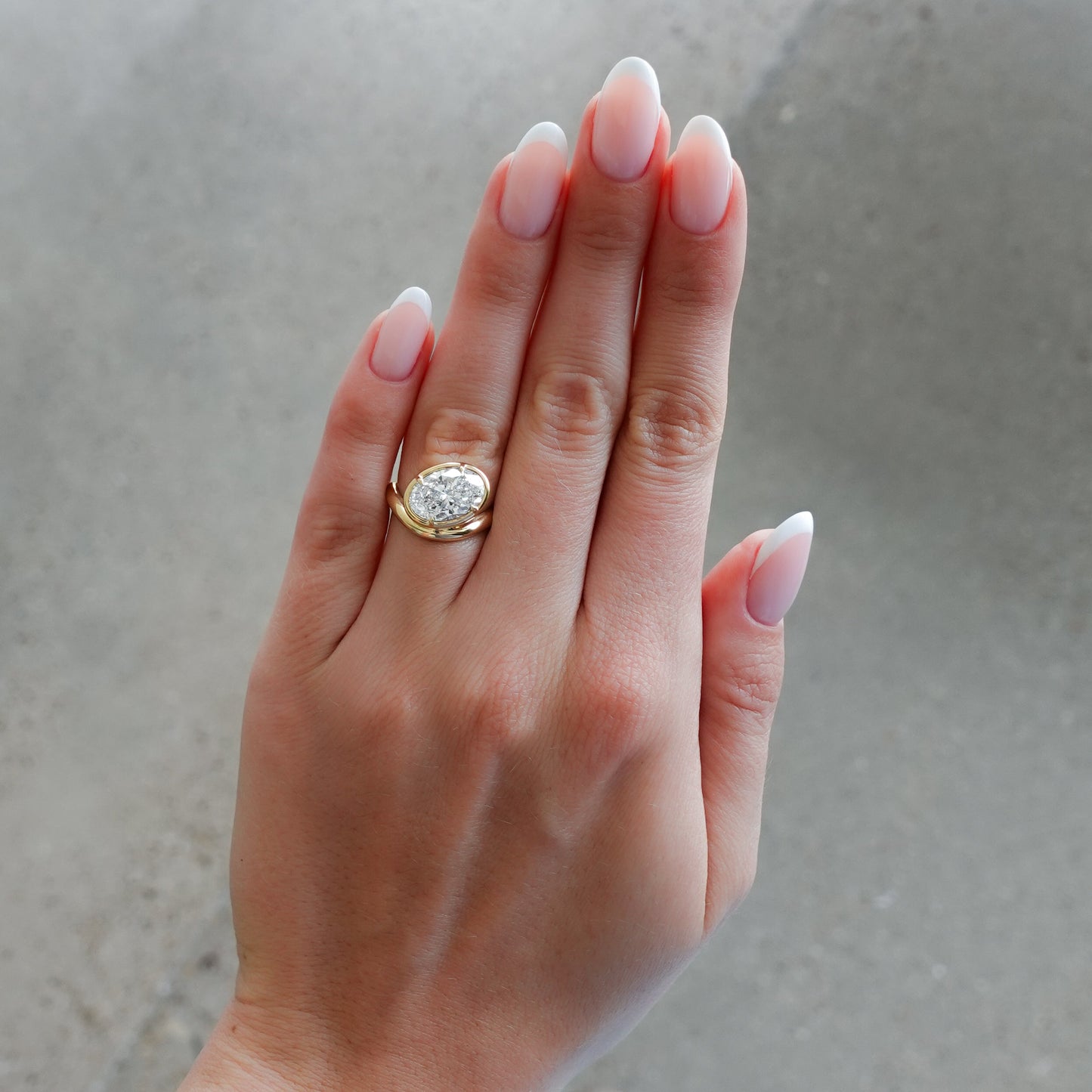 Marquise Shaped Three Stone Lab Grown Diamond Engagement Ring