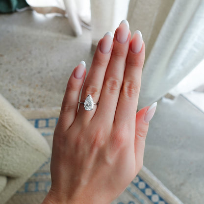 Marquise Shaped Three Stone Lab Grown Diamond Engagement Ring