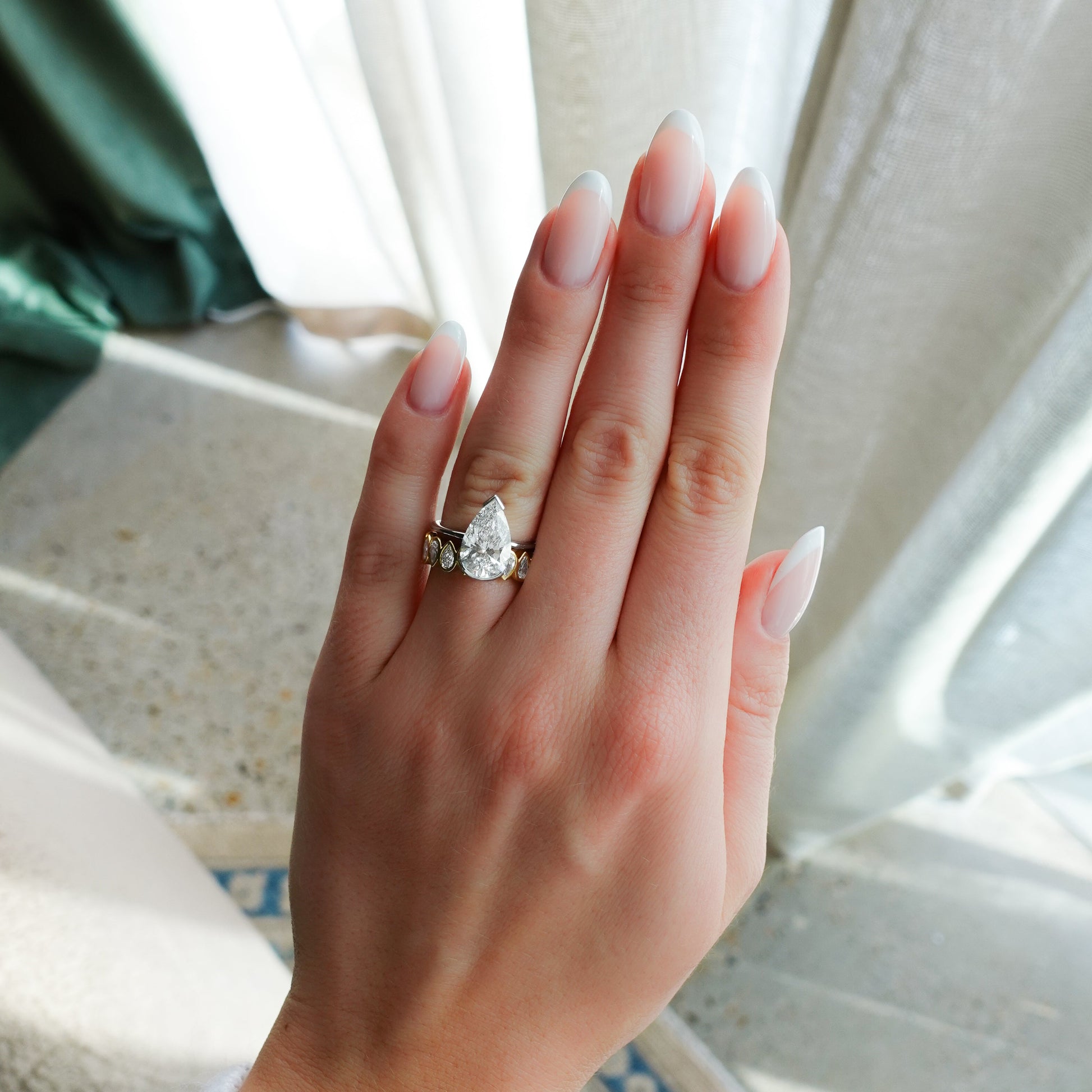 Marquise Shaped Three Stone Lab Grown Diamond Engagement Ring