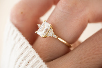 Marquise Shaped Three Stone Lab Grown Diamond Engagement Ring