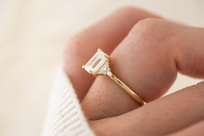 Marquise Shaped Three Stone Lab Grown Diamond Engagement Ring