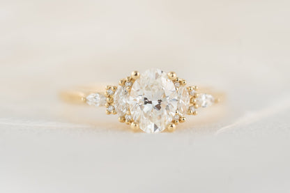 Marquise Shaped Three Stone Lab Grown Diamond Engagement Ring