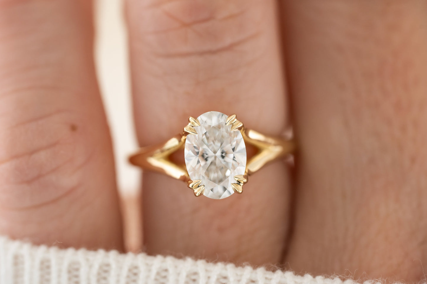 Marquise Shaped Three Stone Lab Grown Diamond Engagement Ring