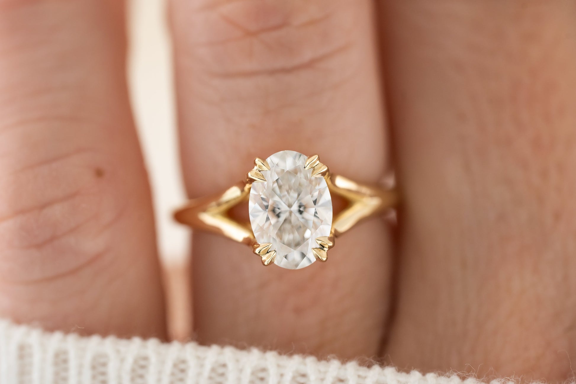 Marquise Shaped Three Stone Lab Grown Diamond Engagement Ring