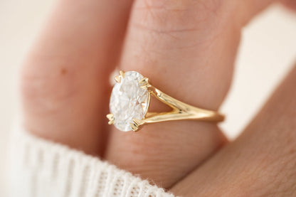 Marquise Shaped Three Stone Lab Grown Diamond Engagement Ring