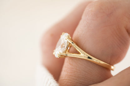 Marquise Shaped Three Stone Lab Grown Diamond Engagement Ring