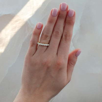 0.25 TCW Round Shaped Half Eternity Lab Grown Diamond Wedding Band