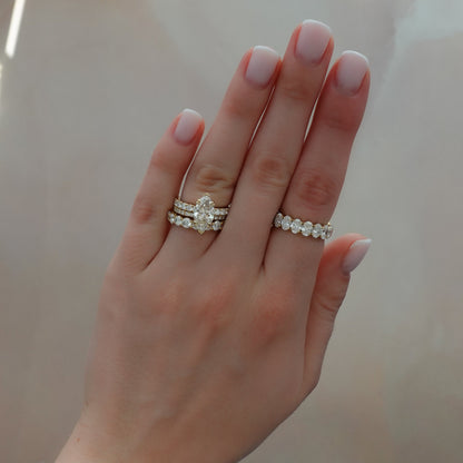 Marquise Shaped Three Stone Lab Grown Diamond Engagement Ring