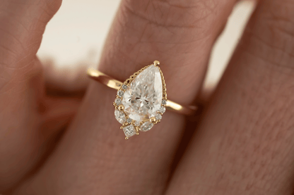 Marquise Shaped Three Stone Lab Grown Diamond Engagement Ring