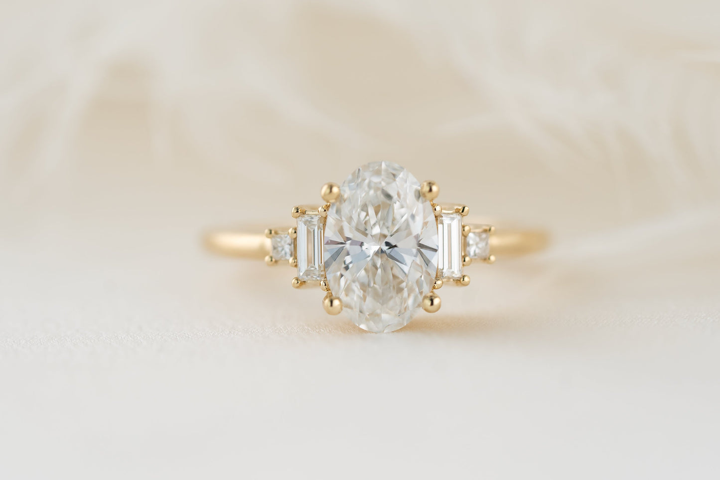 Marquise Shaped Three Stone Lab Grown Diamond Engagement Ring