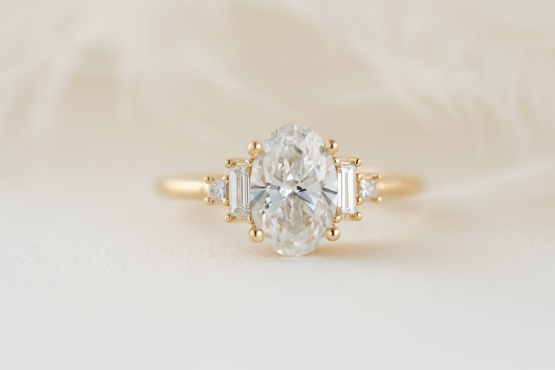 Marquise Shaped Three Stone Lab Grown Diamond Engagement Ring