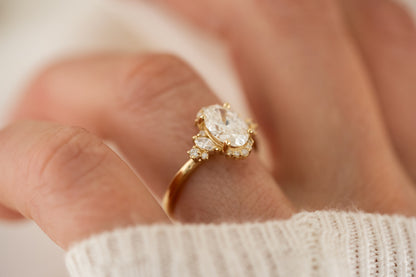 Marquise Shaped Three Stone Lab Grown Diamond Engagement Ring