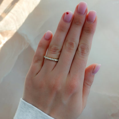 0.25 TCW Round Shaped Half Eternity Lab Grown Diamond Wedding Band