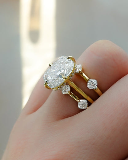 Marquise Shaped Three Stone Lab Grown Diamond Engagement Ring