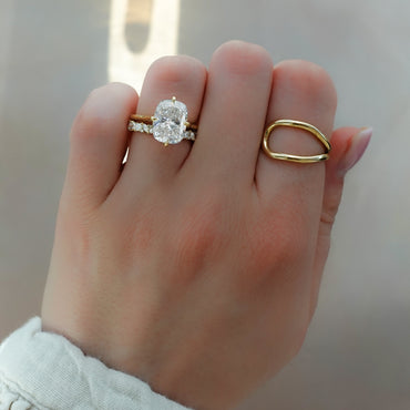 Marquise Shaped Three Stone Lab Grown Diamond Engagement Ring