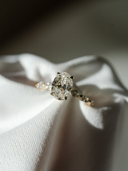 Marquise Shaped Three Stone Lab Grown Diamond Engagement Ring