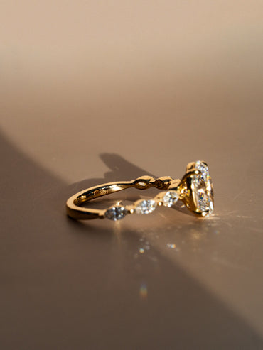 Marquise Shaped Three Stone Lab Grown Diamond Engagement Ring