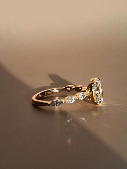 Marquise Shaped Three Stone Lab Grown Diamond Engagement Ring