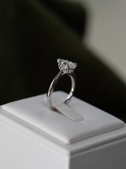 Marquise Shaped Three Stone Lab Grown Diamond Engagement Ring