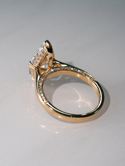 Marquise Shaped Three Stone Lab Grown Diamond Engagement Ring