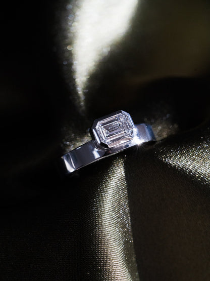 Marquise Shaped Three Stone Lab Grown Diamond Engagement Ring