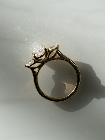 Marquise Shaped Three Stone Lab Grown Diamond Engagement Ring