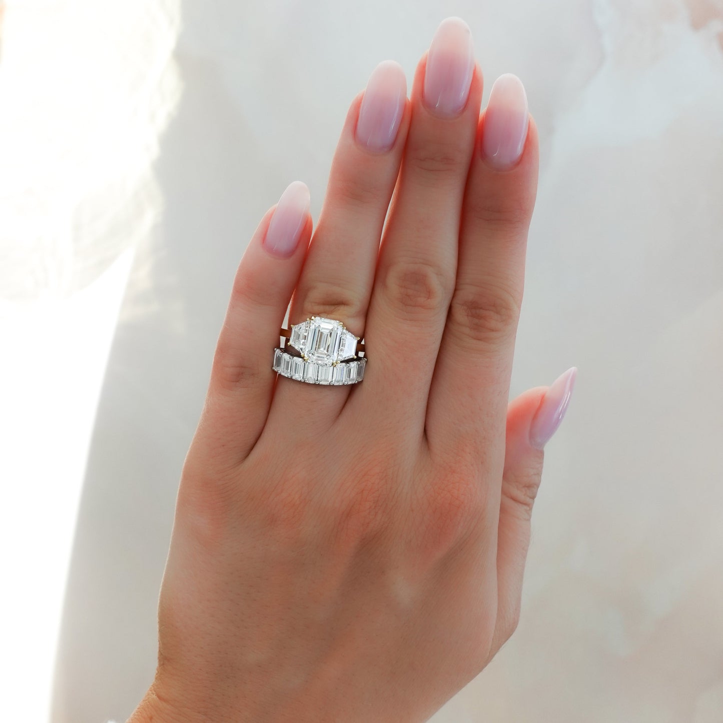 Marquise Shaped Three Stone Lab Grown Diamond Engagement Ring