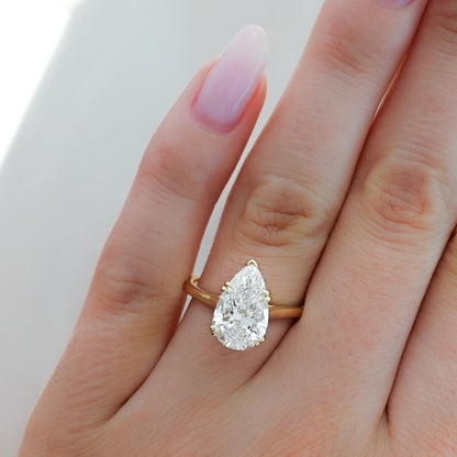 Marquise Shaped Three Stone Lab Grown Diamond Engagement Ring