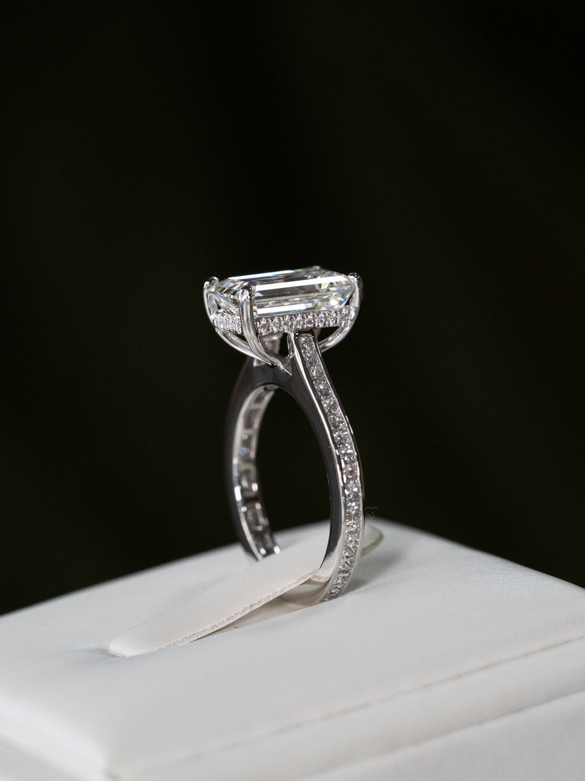 Marquise Shaped Three Stone Lab Grown Diamond Engagement Ring