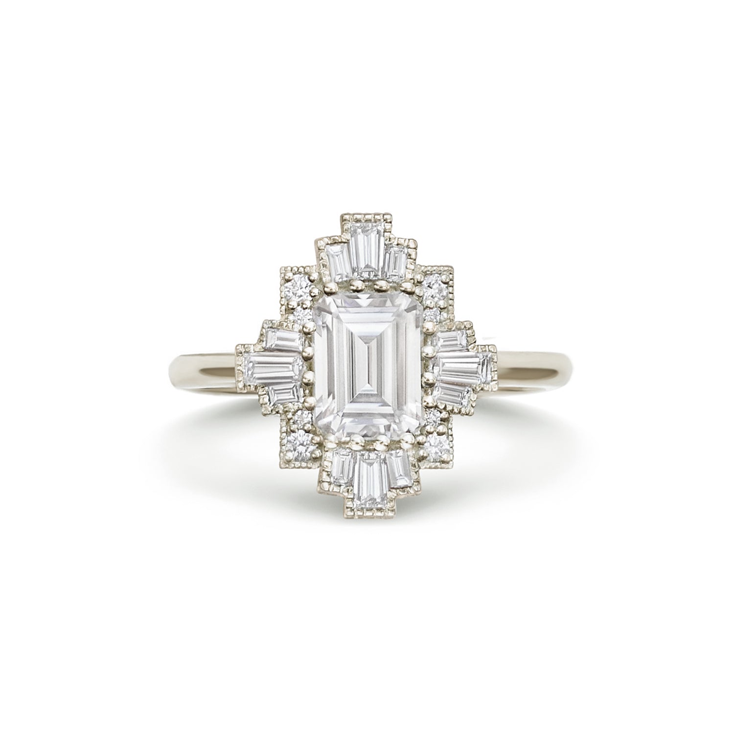 Marquise Shaped Three Stone Lab Grown Diamond Engagement Ring