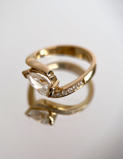 1 CT Pear Swirl Pear Semi Pave Lab Grown Engagement Ring