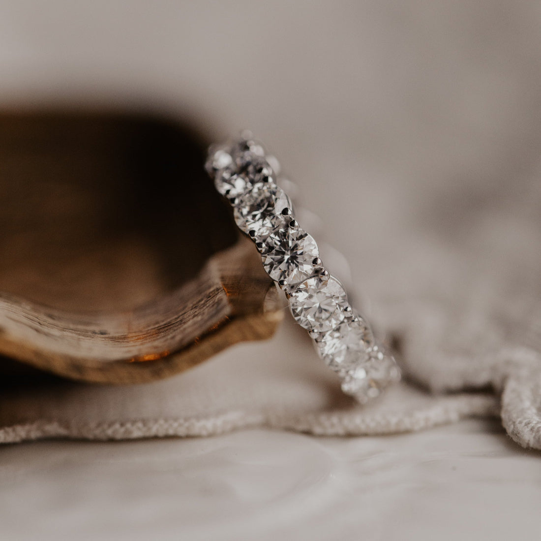 0.25 TCW Round Shaped Half Eternity Lab Grown Diamond Wedding Band