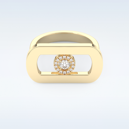 0.11 CT Floating Halo Engagement Ring Featuring Round Moissanite